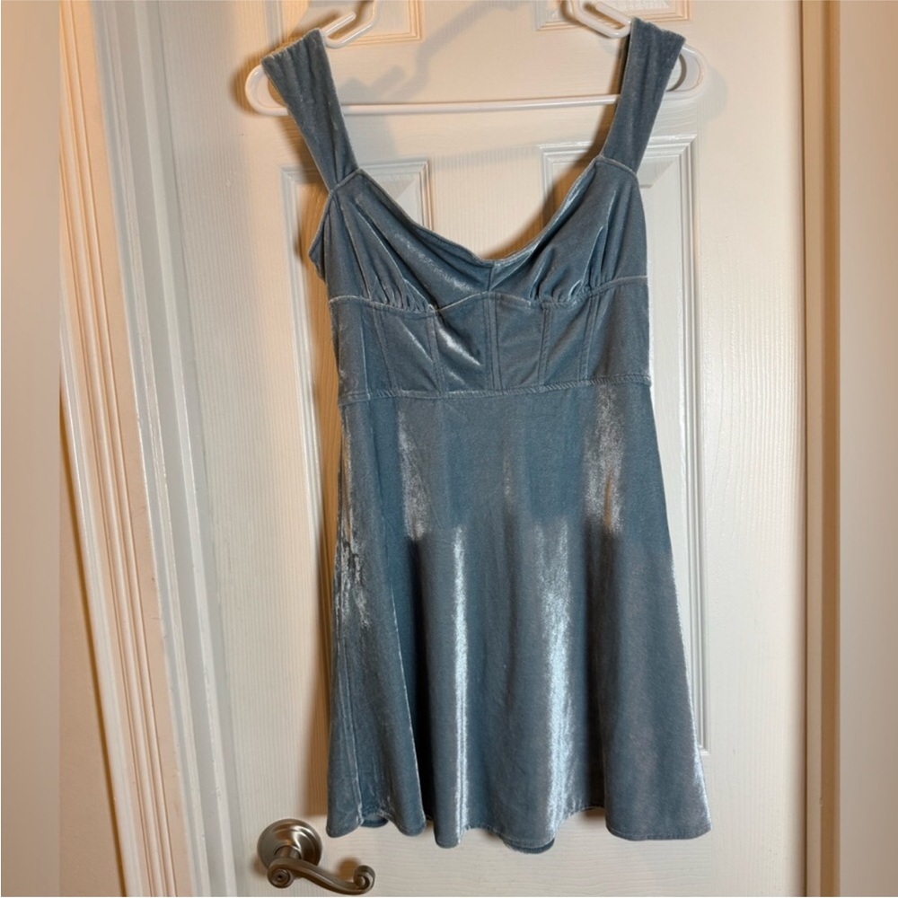 Elegant Blue Velvet Dress